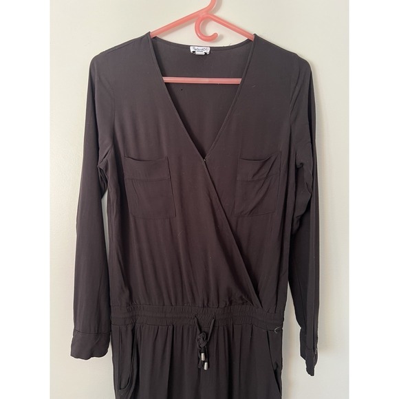 Splendid Women's Black Long Sleeve Jumpsuit Pockets Minimalist Lounge Medium - Picture 4 of 6